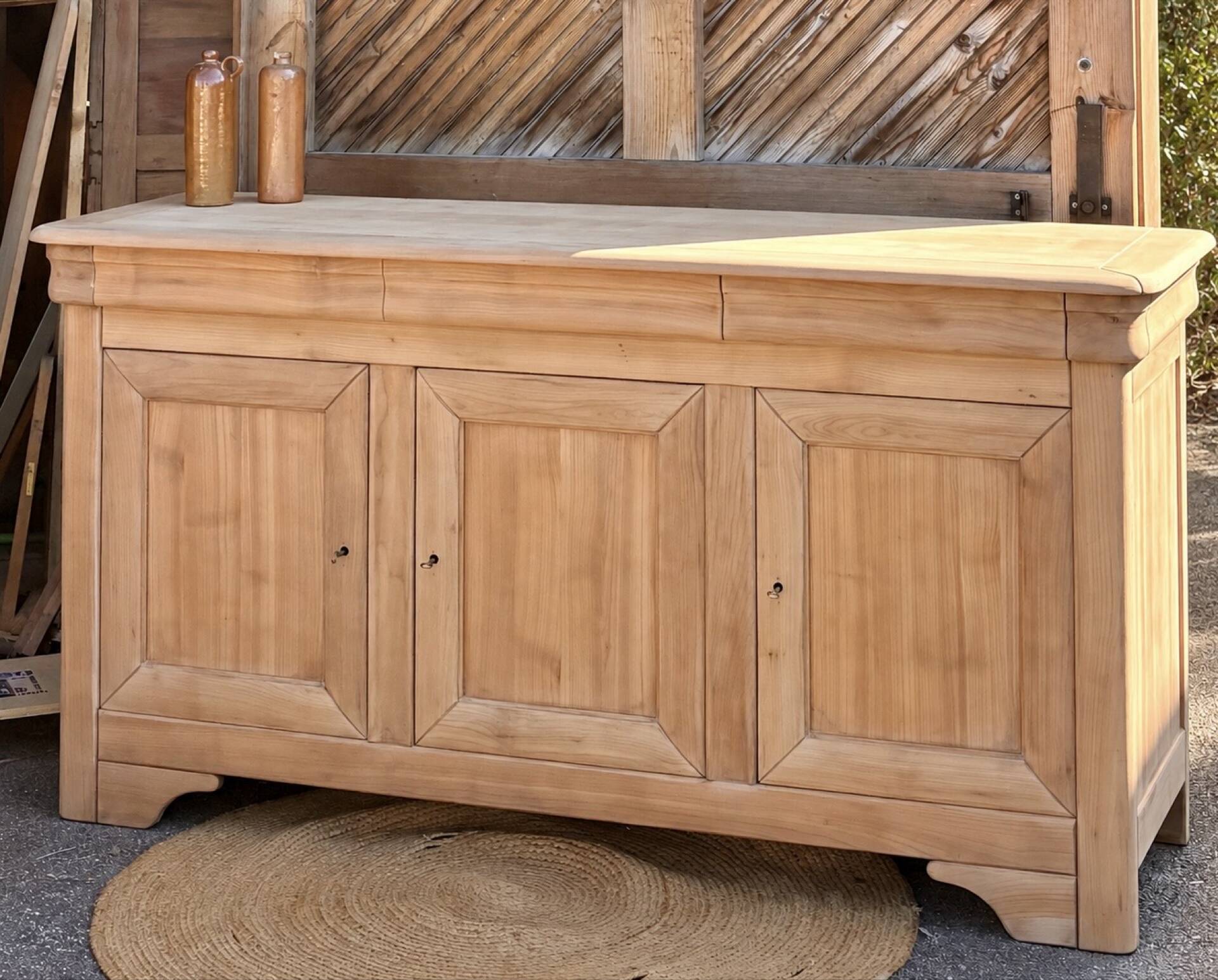 Enfilade ancienne en bois massif brut - 3 tiroirs 