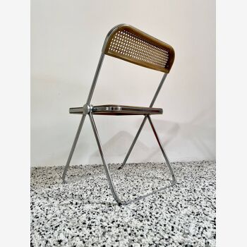 RARE Vintage Plia Cane Folding Chair by Giancarlo Piretti for Castelli | Italian Space Age | 1960s