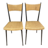 Deux chaises dans le style de Colette Gueden 1960 tubulaire noir et skaï