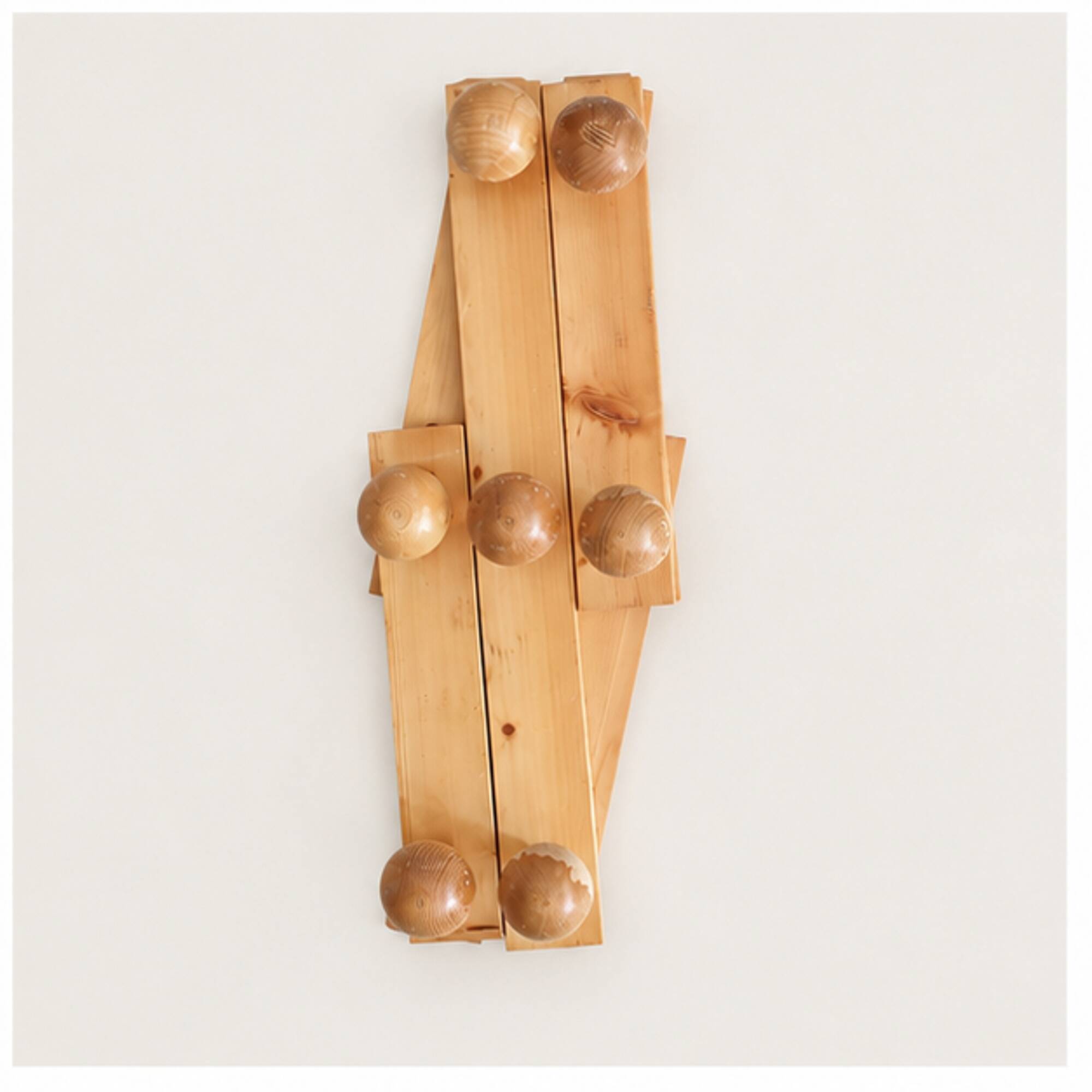 Extendable wall coat rack in light wood, 1980s.