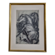 Preparatory study, charcoal sketch by Maurice de Bus – Gilded frame, 32 x 42 cm
