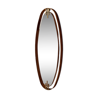 1960s Oval Wall Mirror with Brass Frame by Sant'Ambrogio De Berti