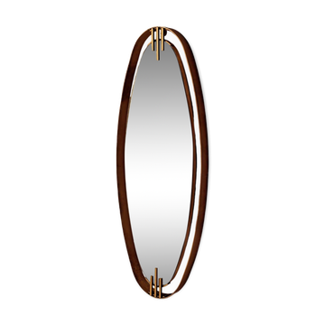 1960s Oval Wall Mirror with Brass Frame by Sant'Ambrogio De Berti