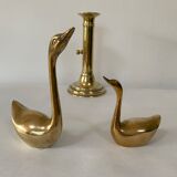 Pair of brass swans