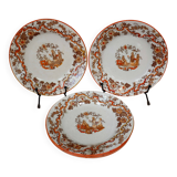 5 Saint-Amand earthenware dessert plates with Chinese decoration