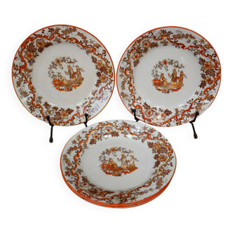 5 Saint-Amand earthenware dessert plates with Chinese decoration