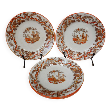 5 Saint-Amand earthenware dessert plates with Chinese decoration