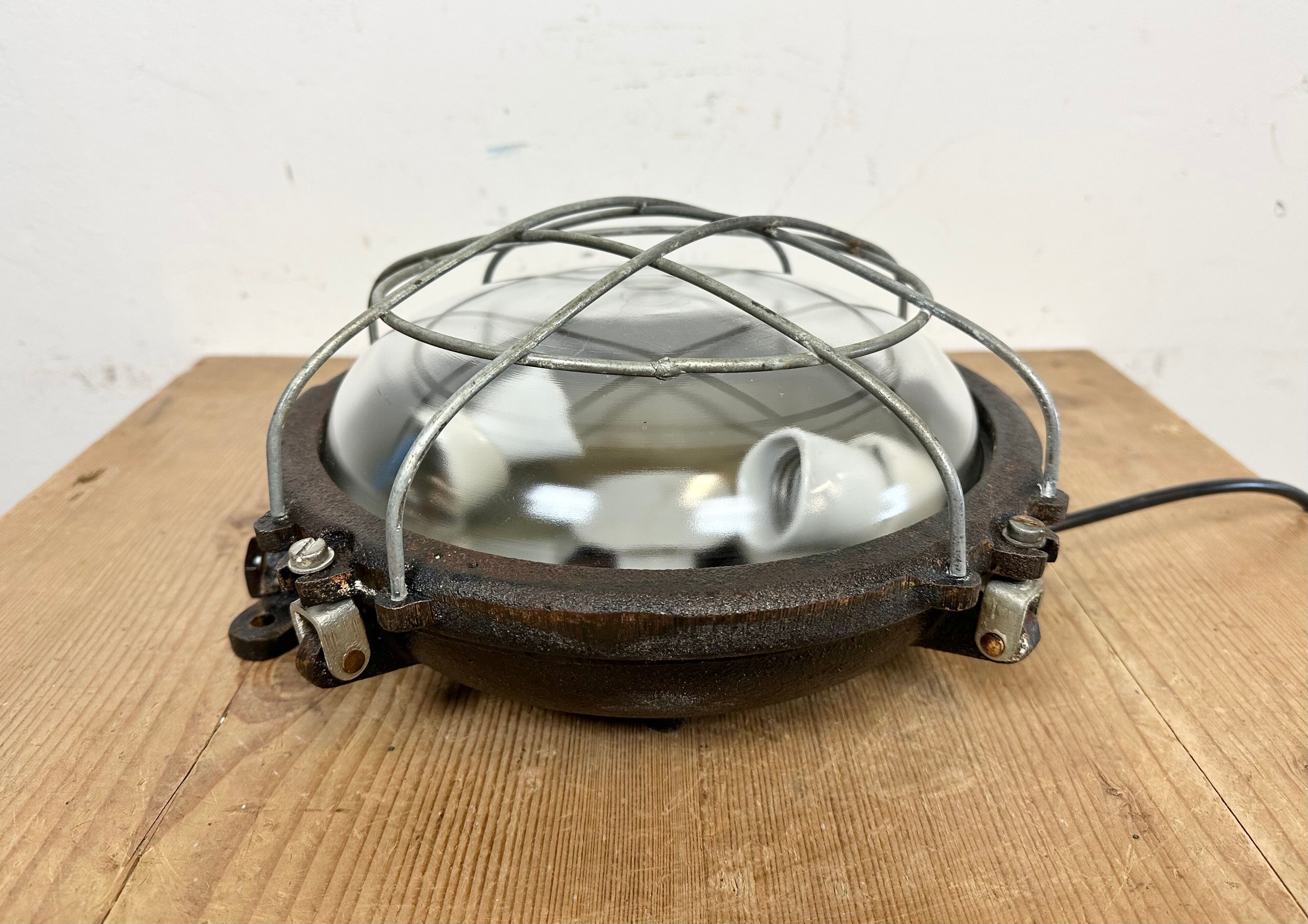 Black Industrial Cast Iron Wall or Ceiling Light from Elektrosvit, 1960s