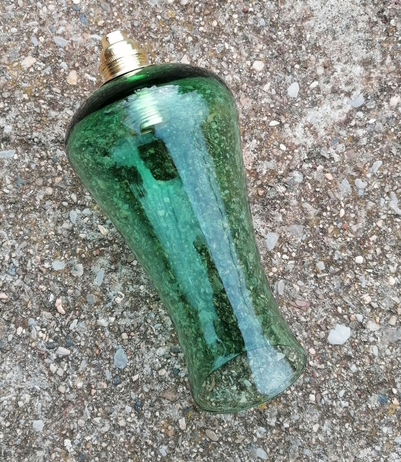 Vintage green pendant lamp in blown glass