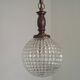 French Vintage Molded Glass & Brass Pendant Light 1970s Globe Hanging Lamp