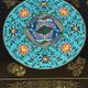 Black lacquered wooden coffee table with cloisonné and polychrome decoration, 20th century.