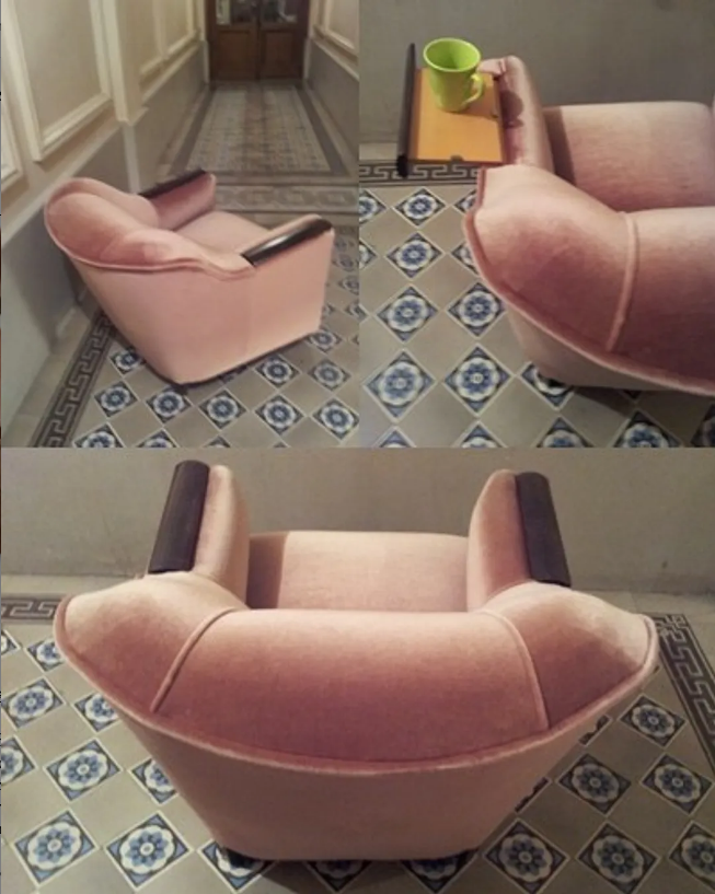 Armchair club art deco 30/40 years with tablet system