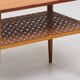Vintage Scandinavian teak coffee table with woven shelf - 1960s