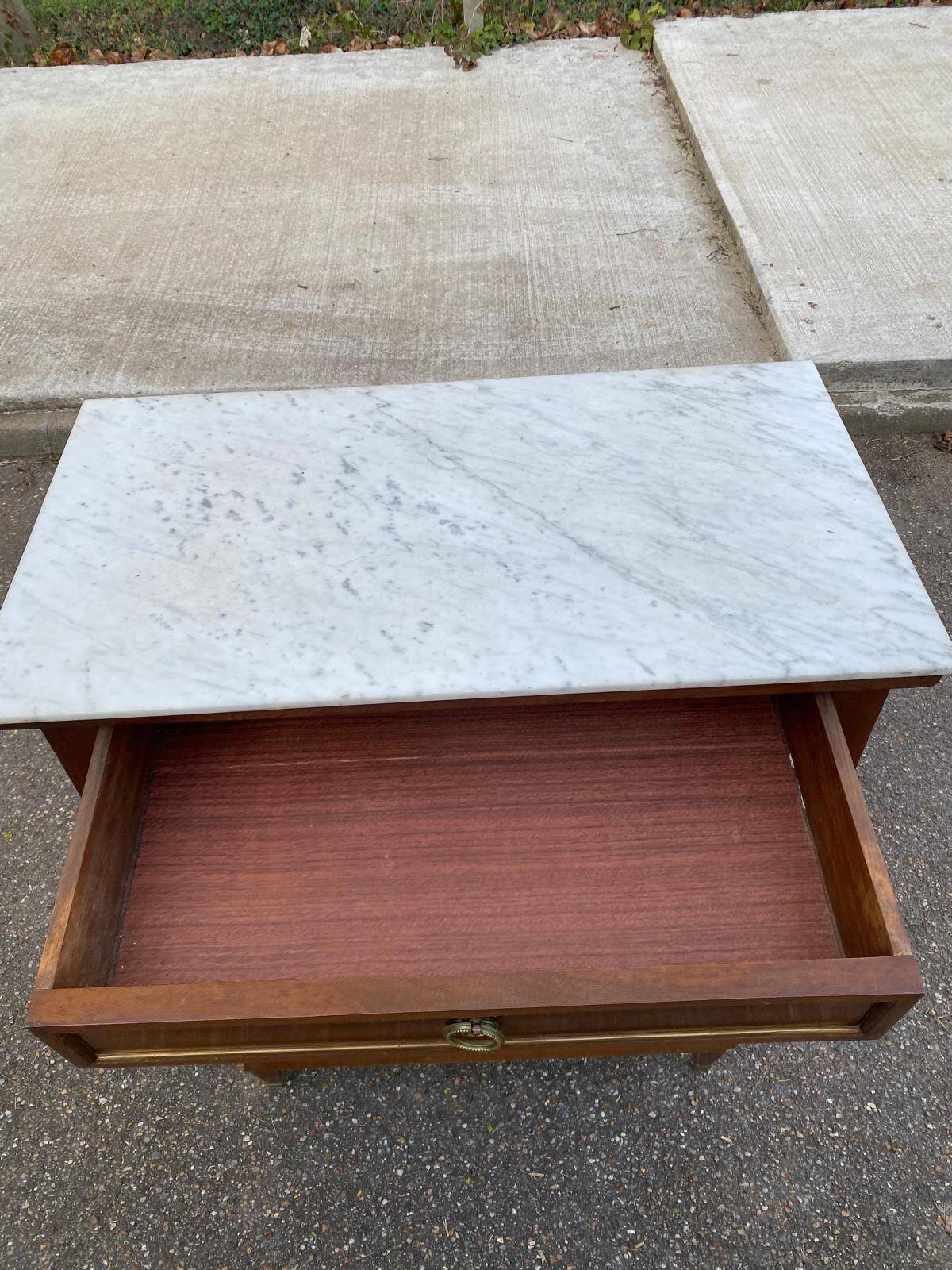 Louis XVI buffet with a confiturier in wood and white marble from the 19th century.