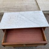 Louis XVI buffet with a confiturier in wood and white marble from the 19th century.