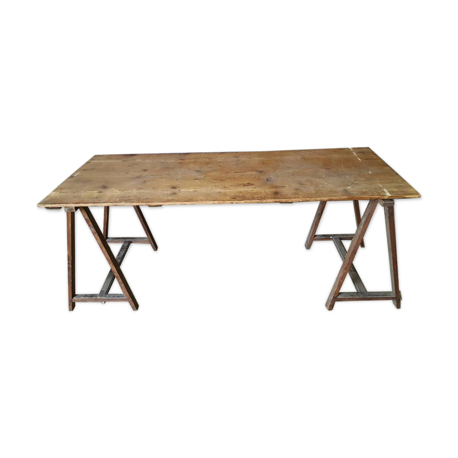 Table tray wood on trestles 188 - 79 cm