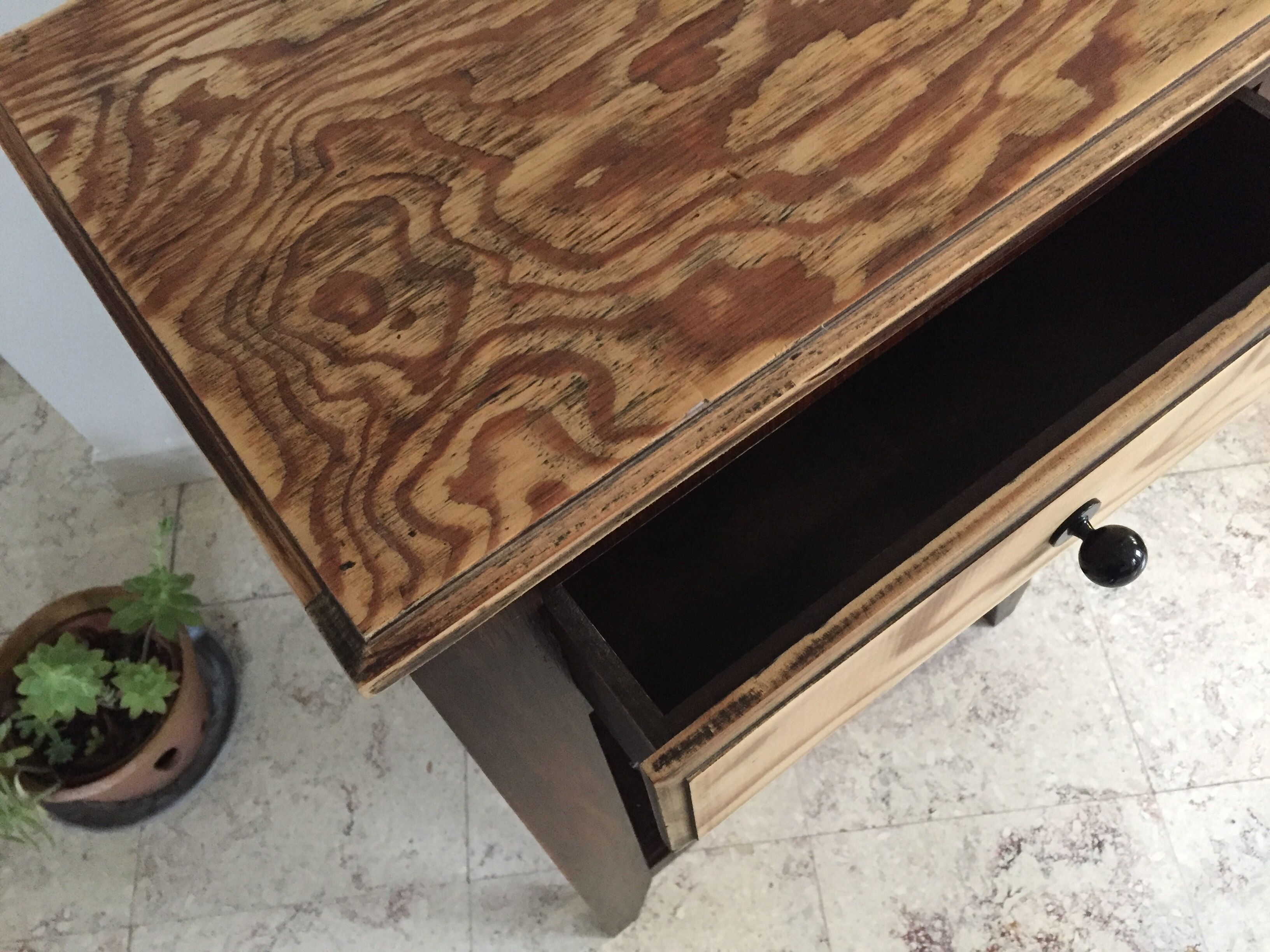 Vintage bedside tables legs compass