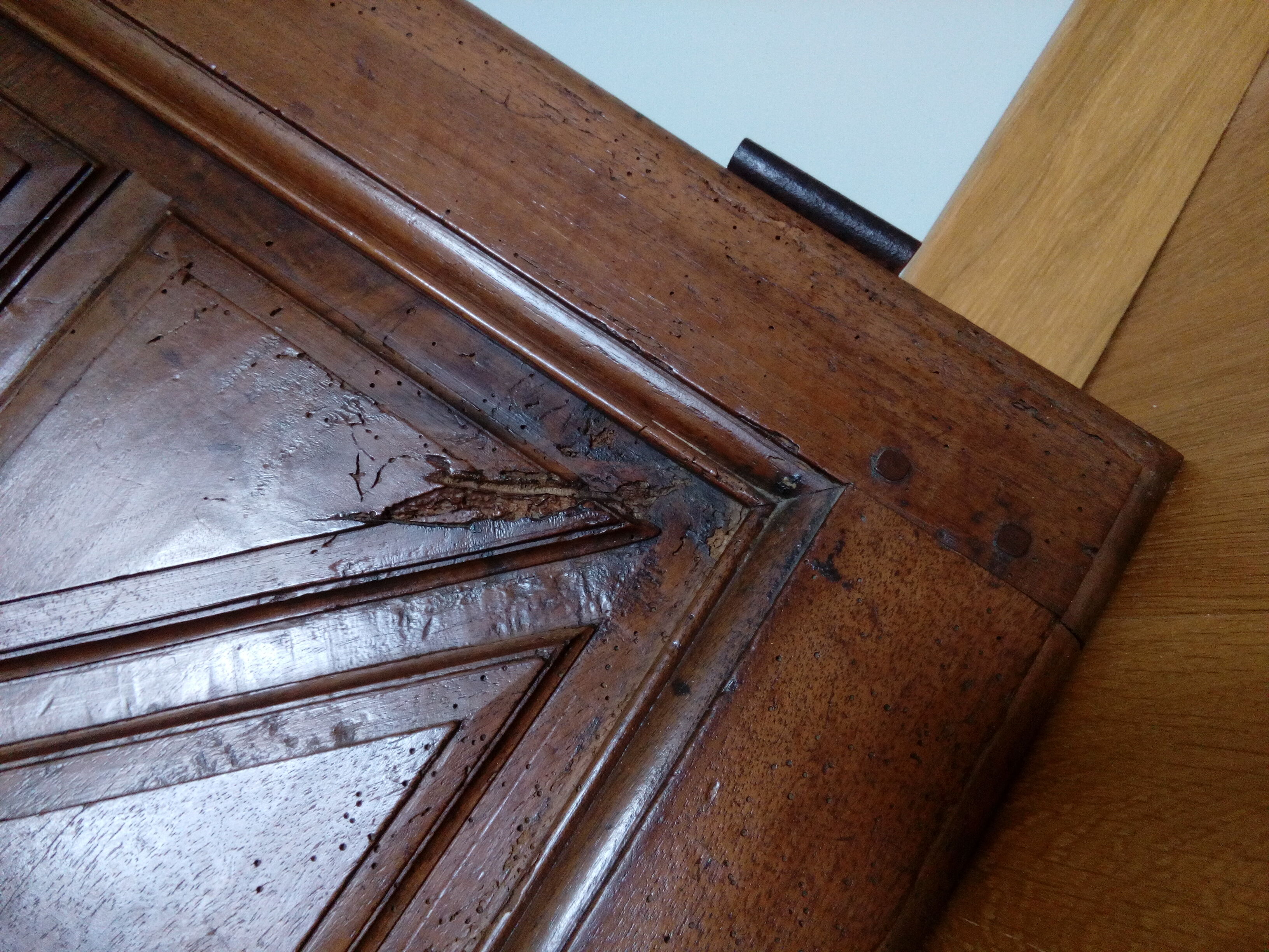 Old wooden door with lock