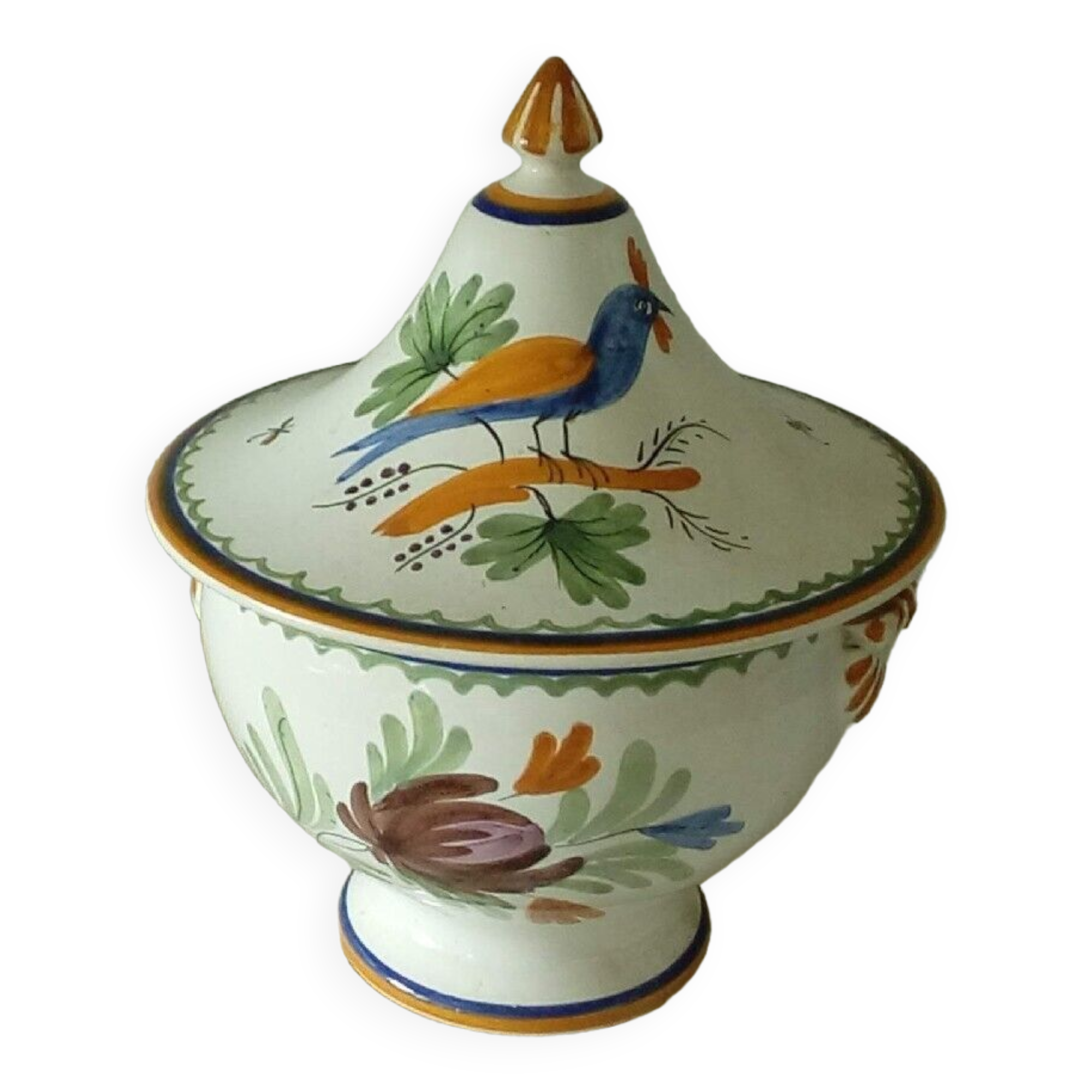 Earthenware tureen floral bird decoration nevers la rochelle?