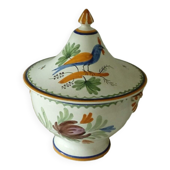 Tureen in faience floral decoration bird nevers la rochelle?