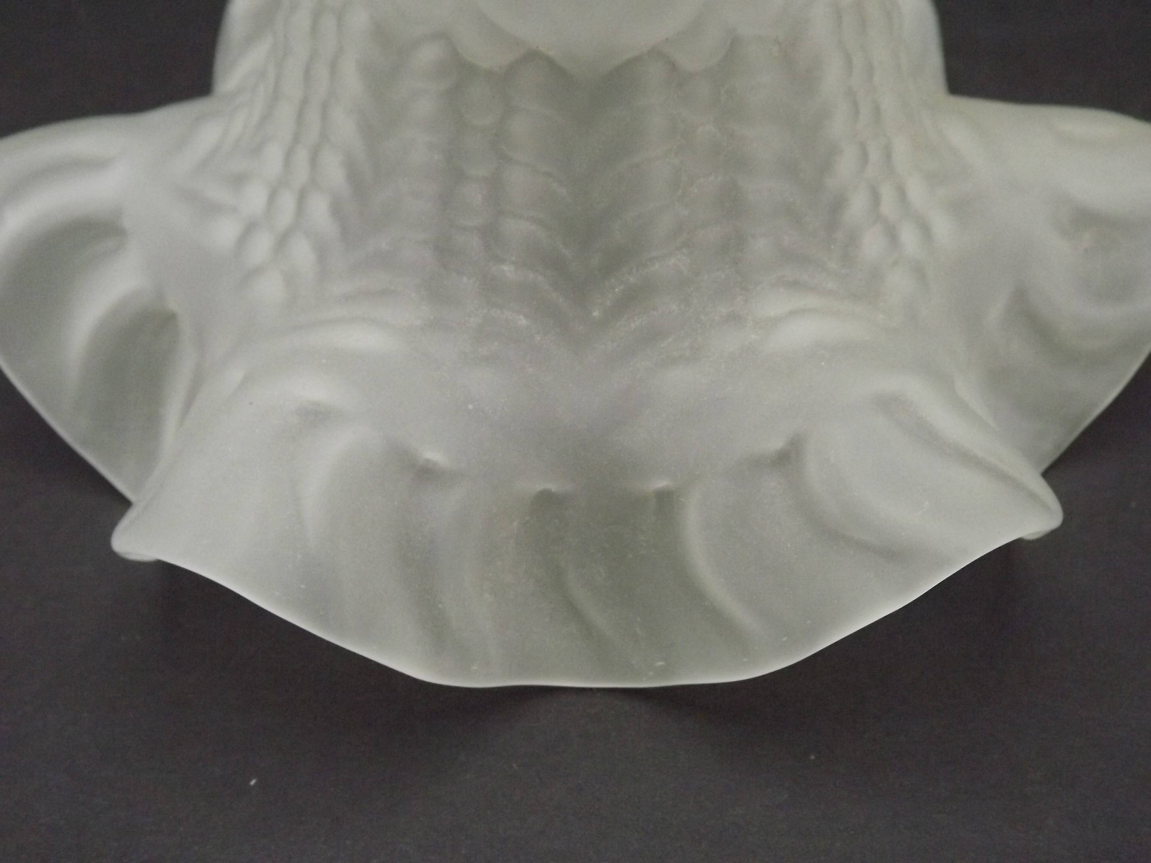 French vintage white opaque glass replacement shade with frilled edge.