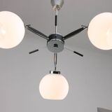 Space Age Italian Chrome and Opaline Chandelier, 1970s