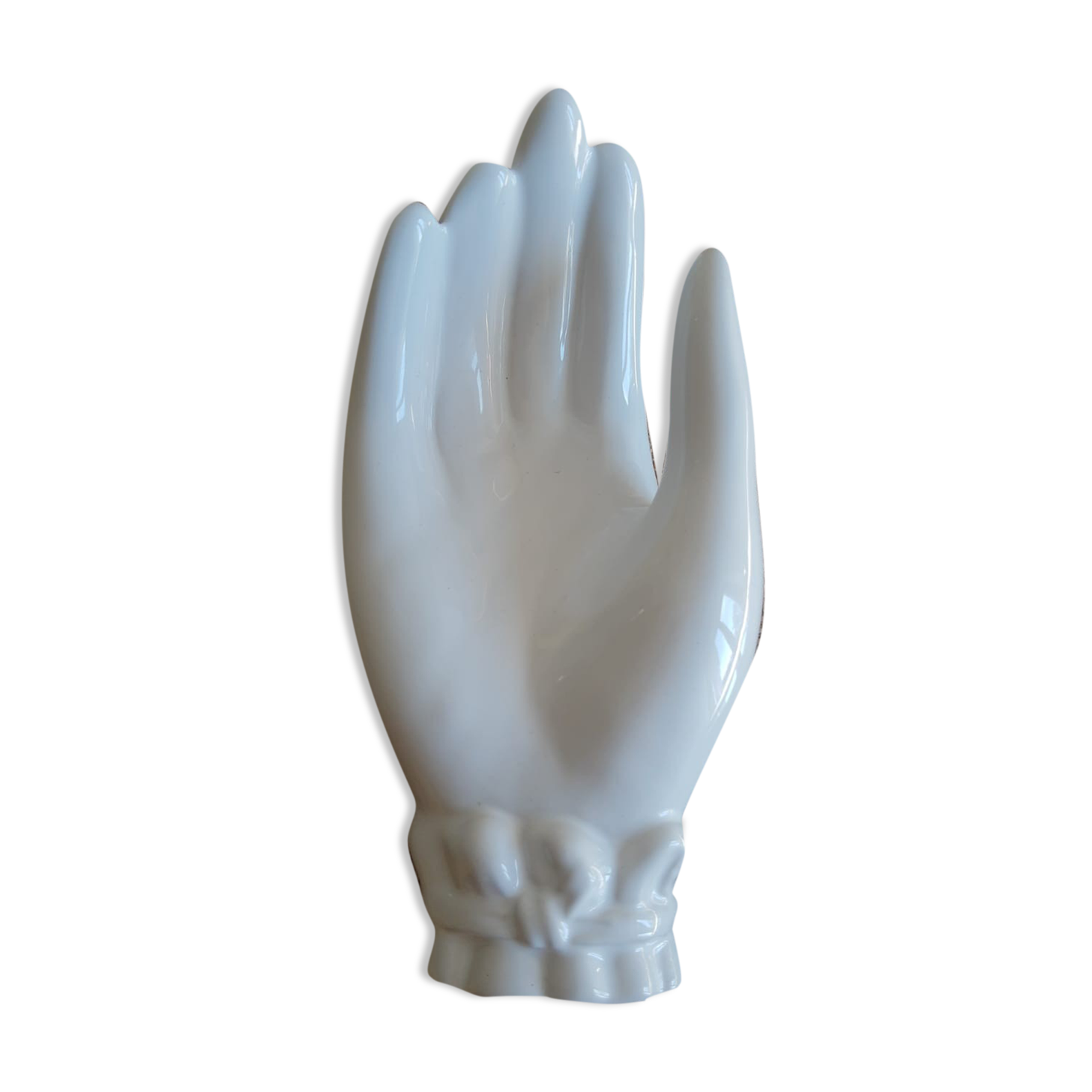 Vide poche main en céramique blanche - vintage