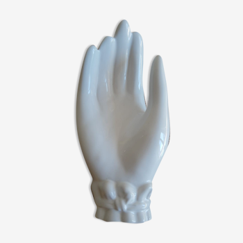 Empty white ceramic hand pocket - vintage