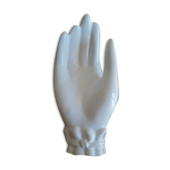 Empty white ceramic hand pocket - vintage