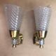 Pair of Old Brass Wall Lamp & Plexi Reflector 70s Vintage