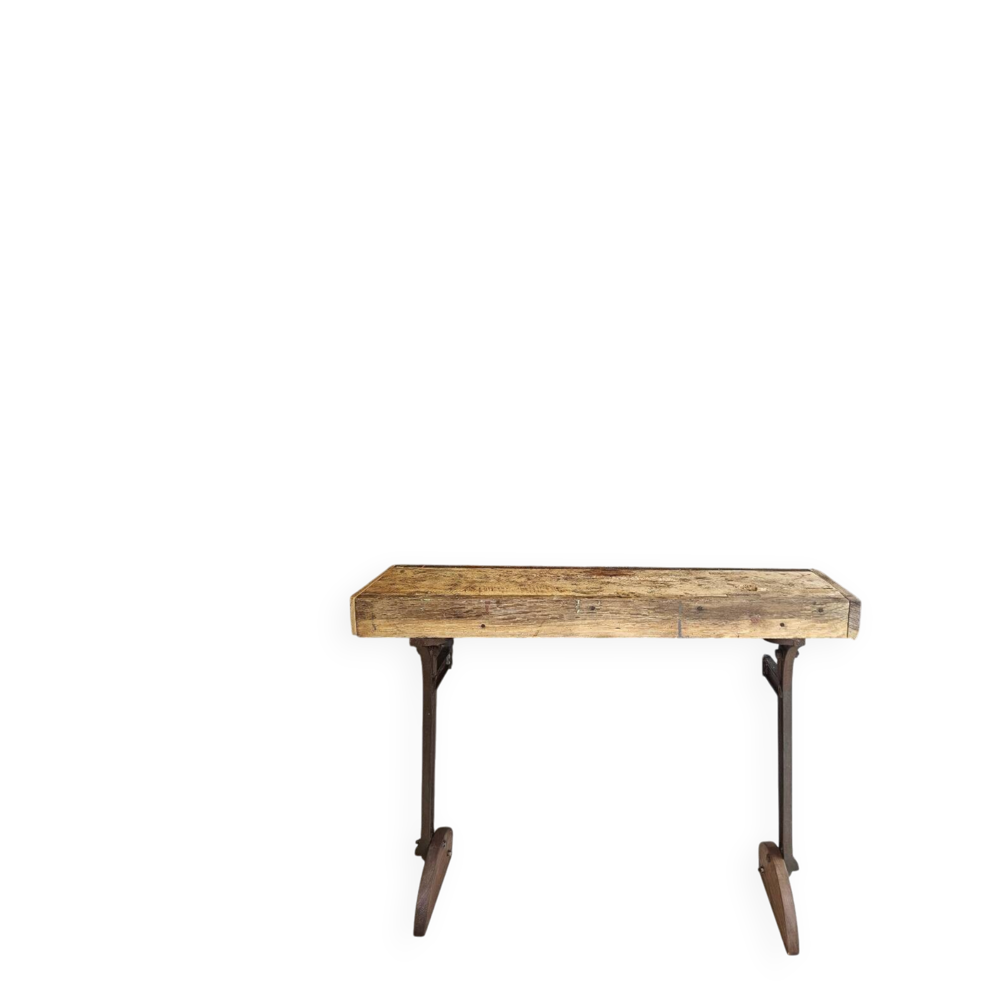 Wooden and cast iron workbench console