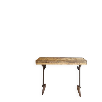Console établi en bois et fonte