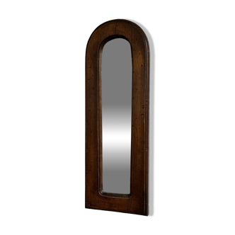 Miroir mural en bois massif vintage brutaliste