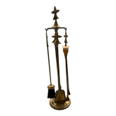 Old brass fireplace set
