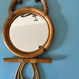 cat or owl rattan mirror from the 70s