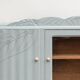 Art Deco sideboard renovated in blue-grey – Bevelled glass and wooden legs – 132.5 cm