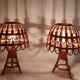 Pair of bamboo bedside lamps 70s