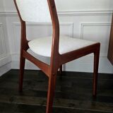 Set of 4 vintage teak and beige tweed chairs by Johannes Anderse