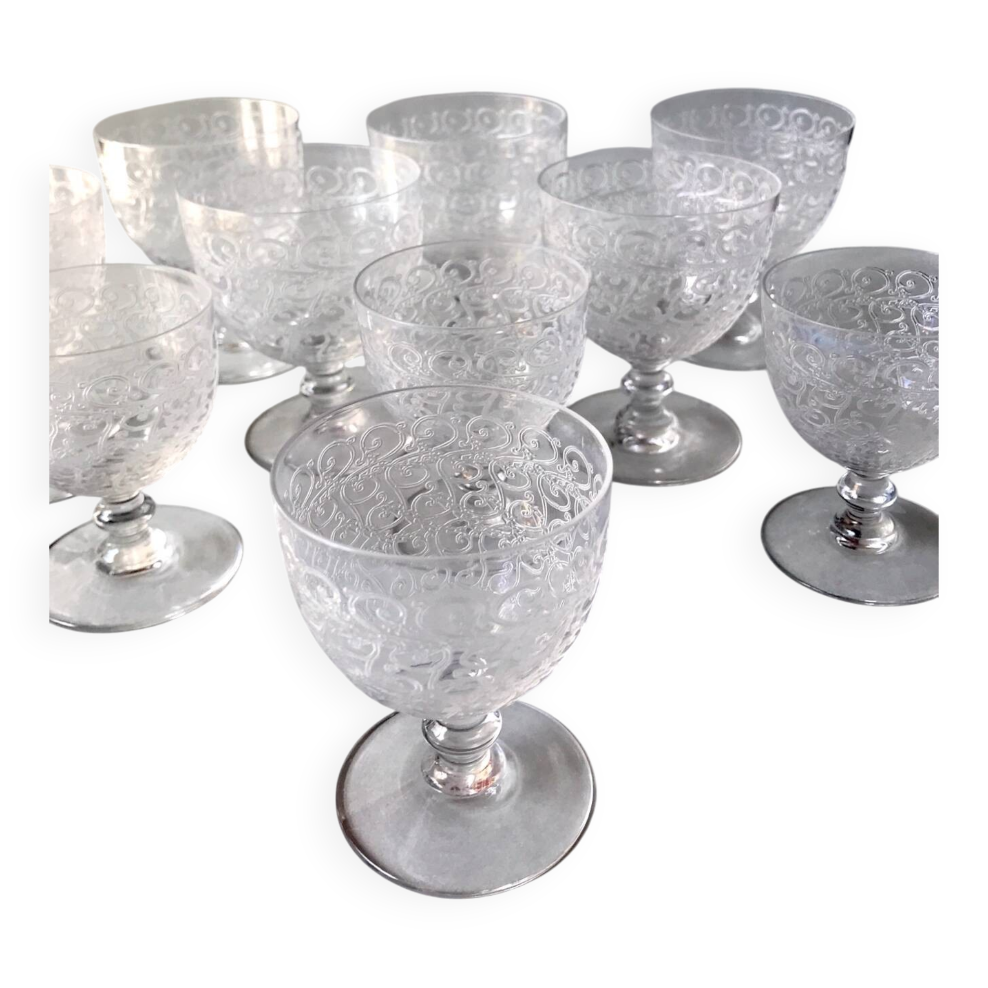 Acid-etched Baccarat glasses