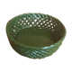 Vintage pocket empty cup in green braided ceramic basket style
