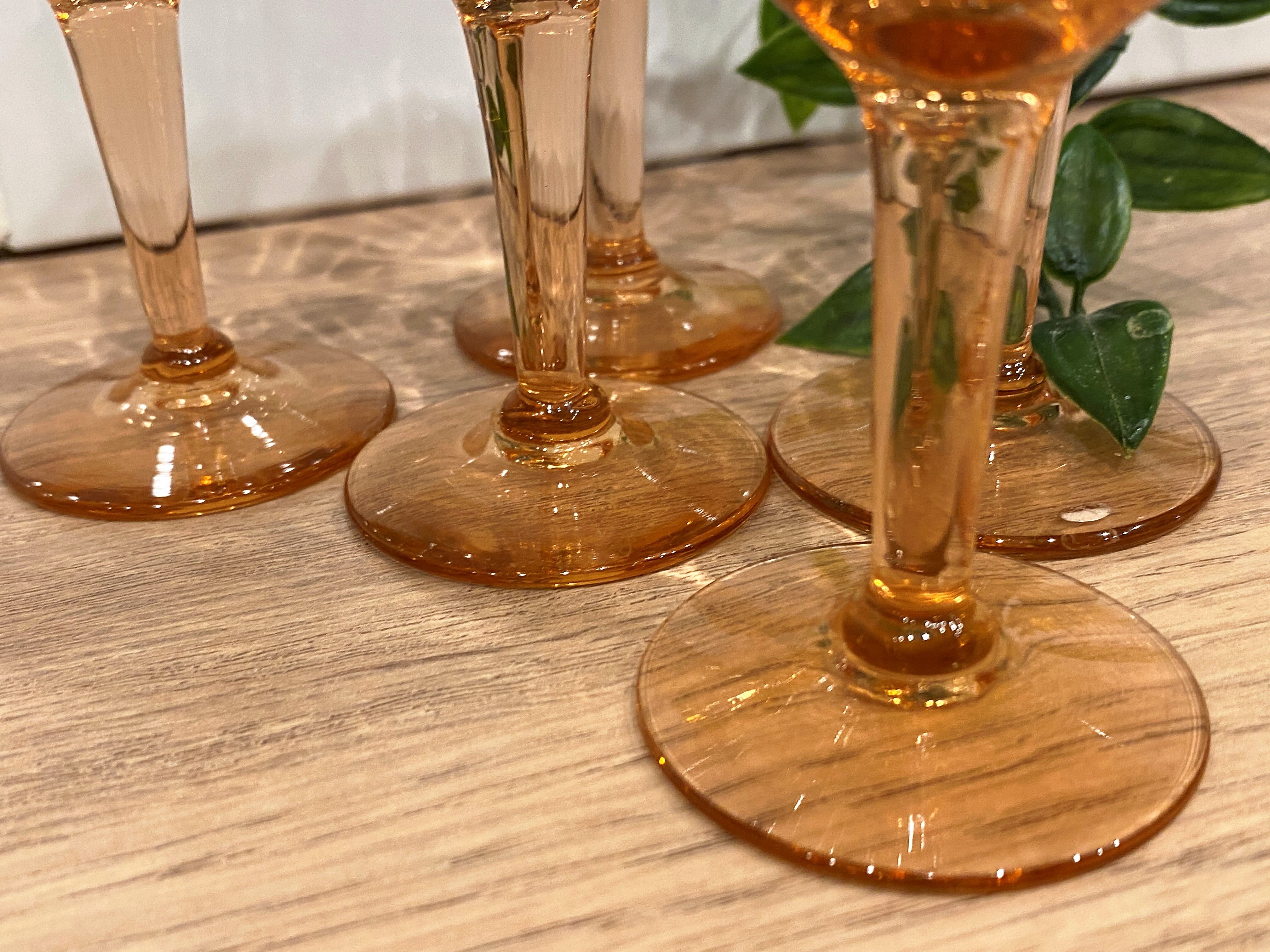 Set of 5 pink liquor glasses