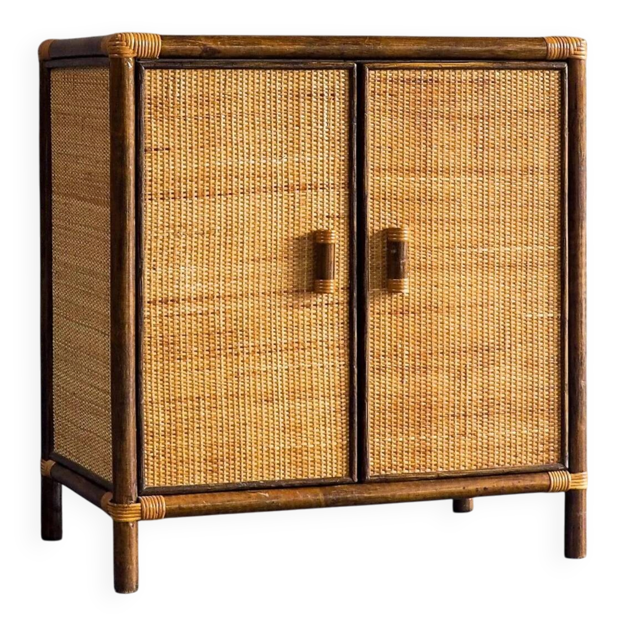 Vintage rattan & woven cane cabinet
