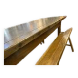 Farm table with its 2 benches.