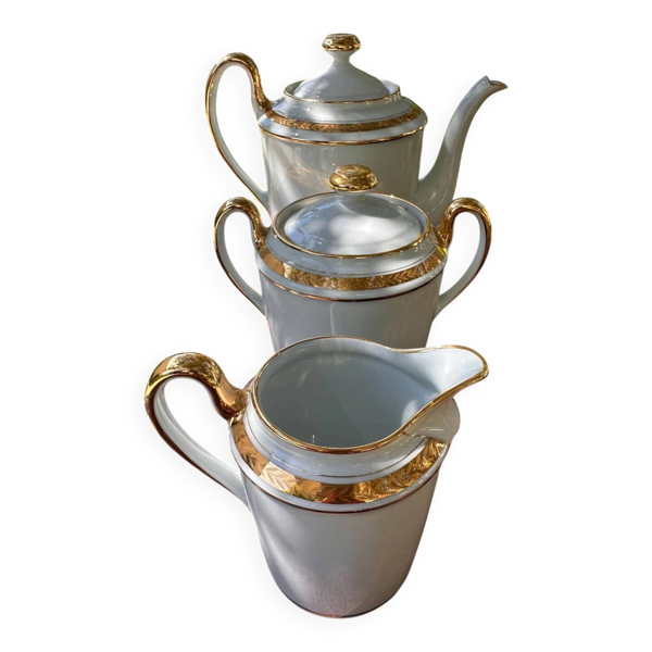 Trio théière sucrier crémier porcelaine de sologne larchevêque
