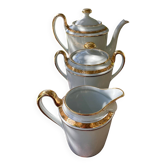 teapot, sugar bowl, cream jug, porcelain from Sologne, Larchevêque
