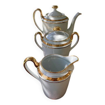 teapot, sugar bowl, cream jug, porcelain from Sologne, Larchevêque