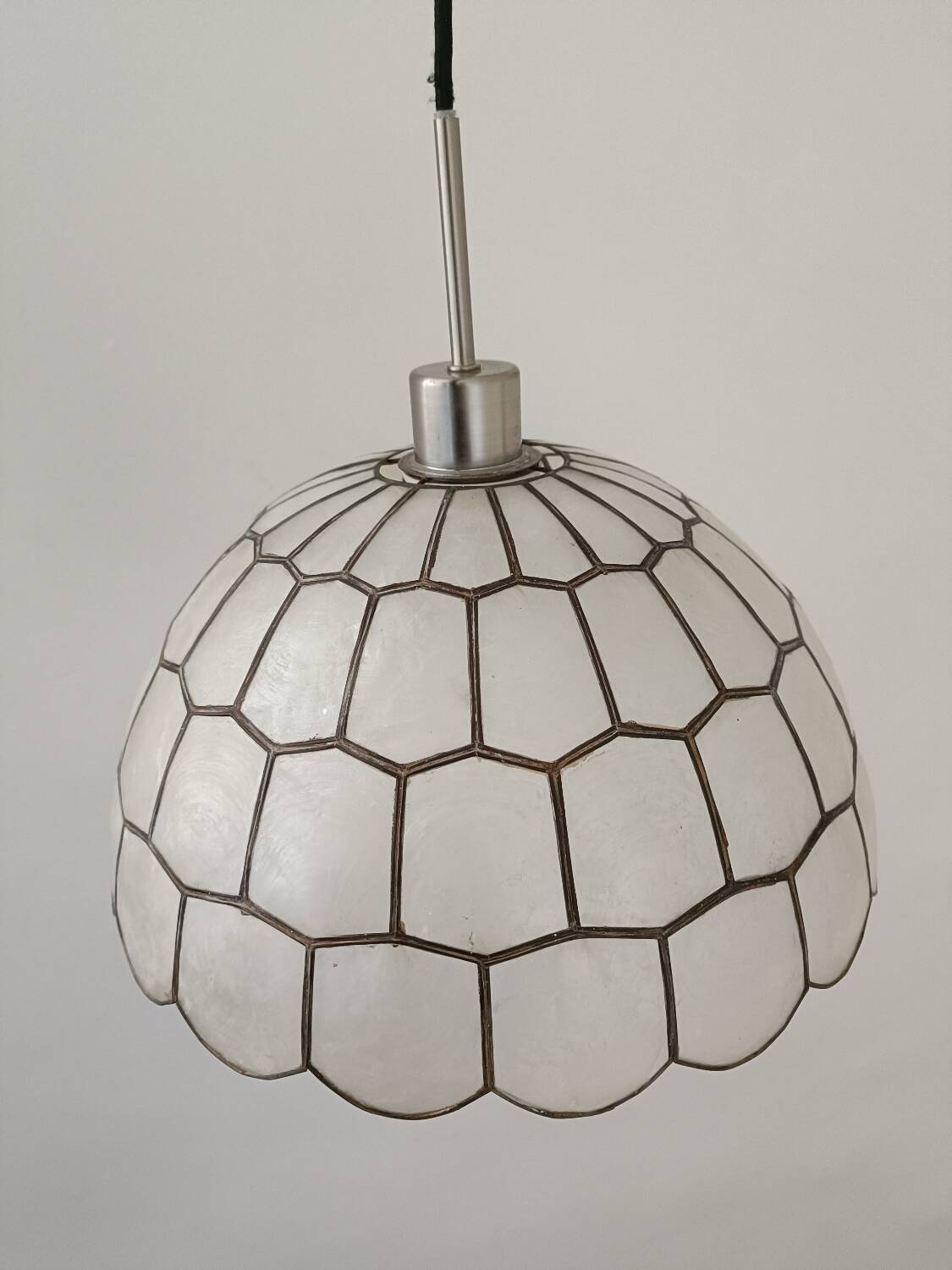 Vintage mother-of-pearl and brass pendant light