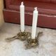 Pair of hand candlesticks / bronze candle holders