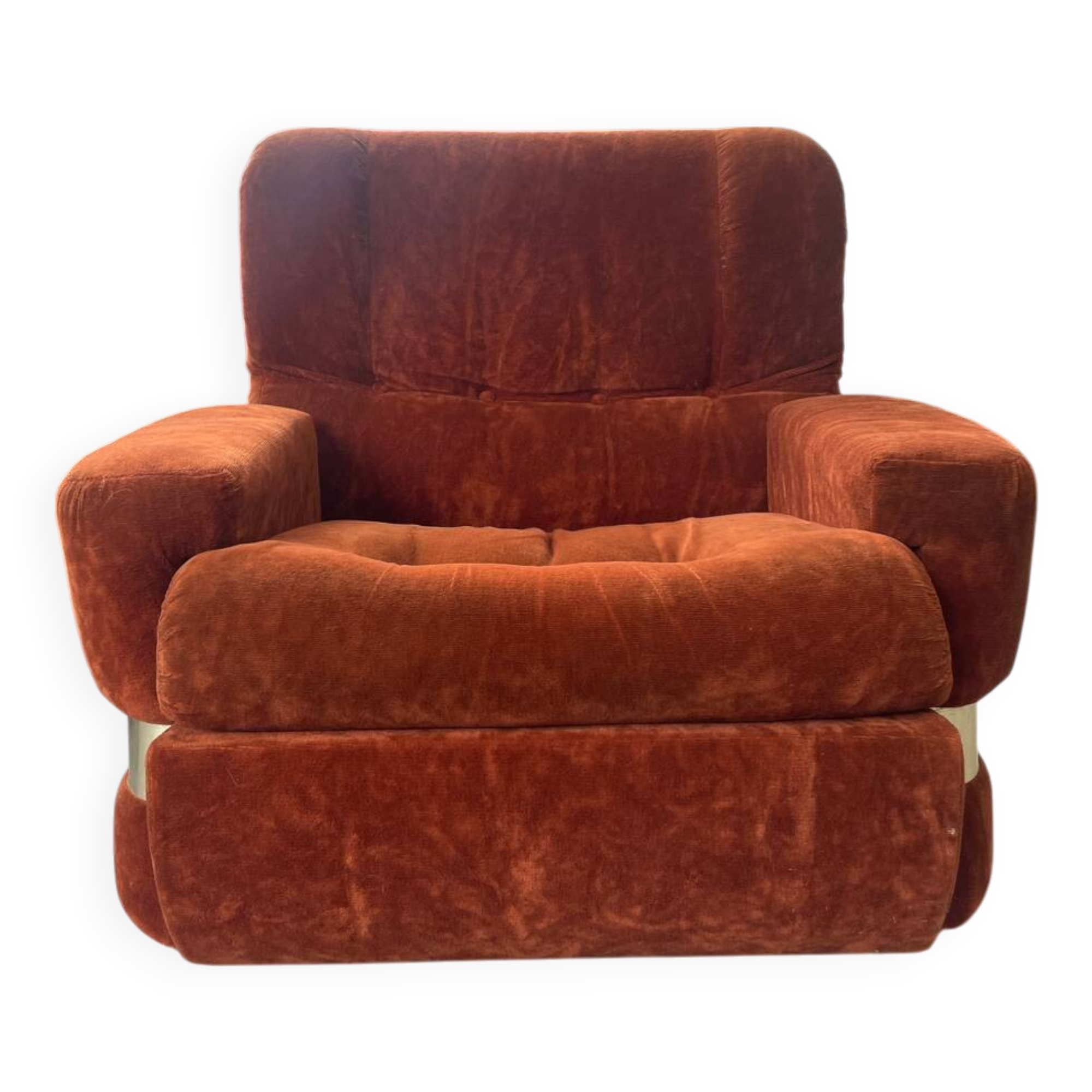 Orange velvet armchair