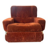 Orange velvet armchair